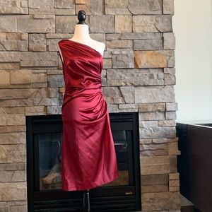 Burgundy one shoulder dress
